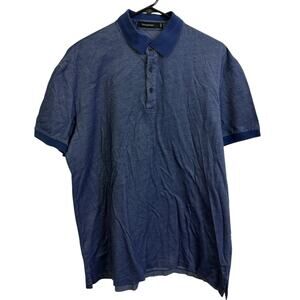 Ermenegildo Zegna Polo Shirt Blue Mens L/XL Short Sleeve Button Up Designer